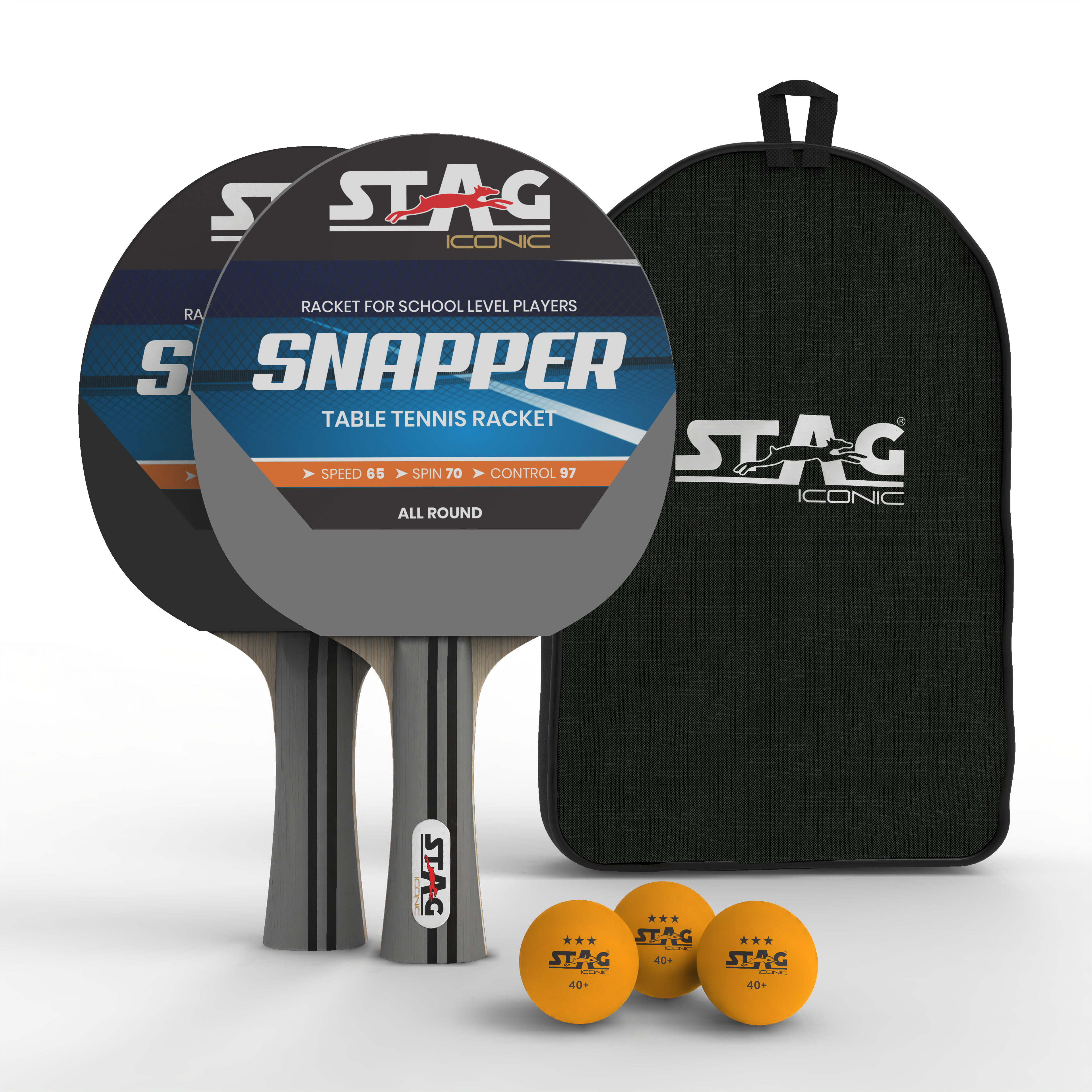 Stag Iconic Spring Collection Snapper Series Table Tennis | Unleash Game with Vibrant, Playful Ping-Pop Colors| Beginner Training Series| Perfectly Designed Comfortable Grip Paddle