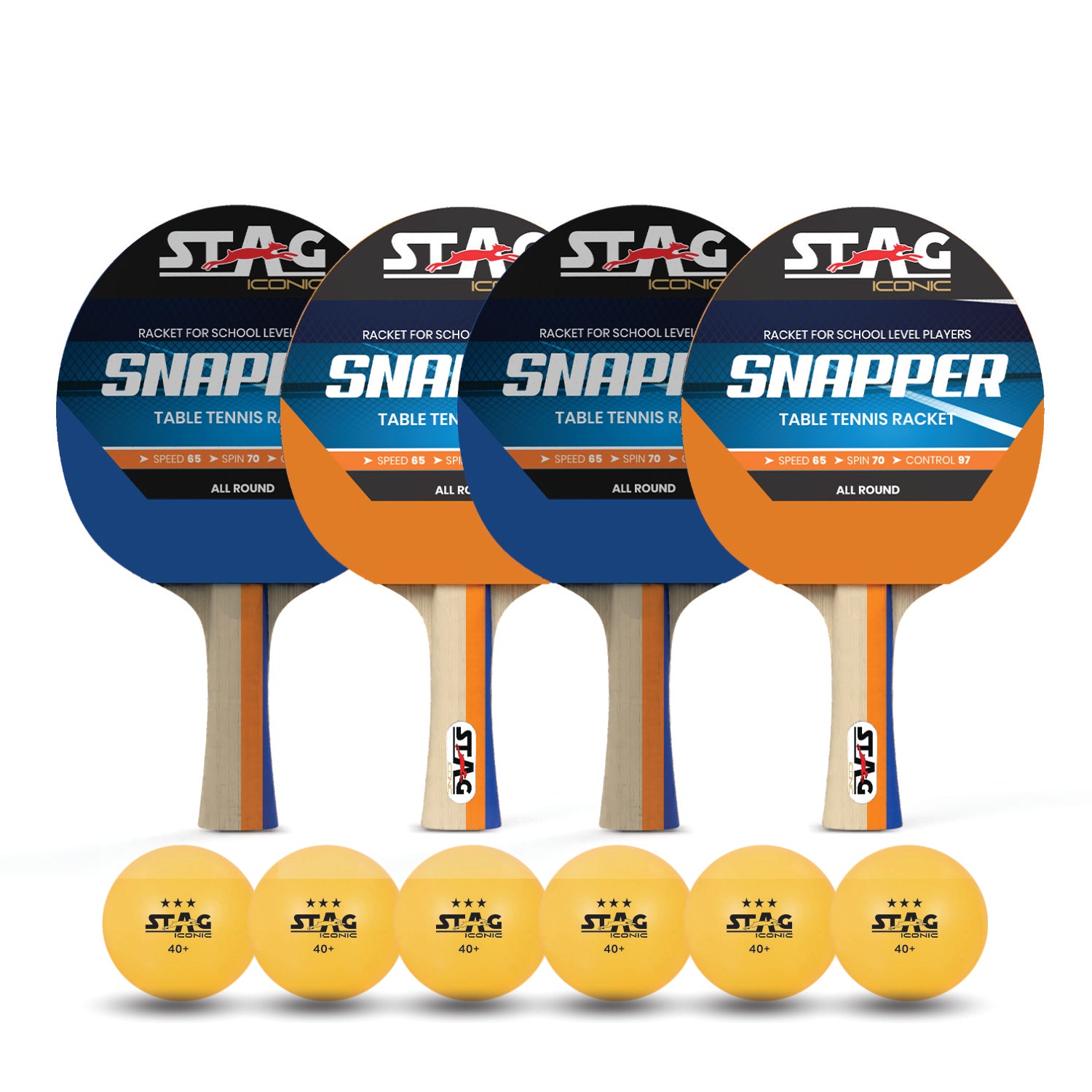 Stag Iconic Spring Collection Snapper Series Table Tennis | Unleash Game with Vibrant, Playful Ping-Pop Colors| Beginner Training Series| Perfectly Designed Comfortable Grip Paddle