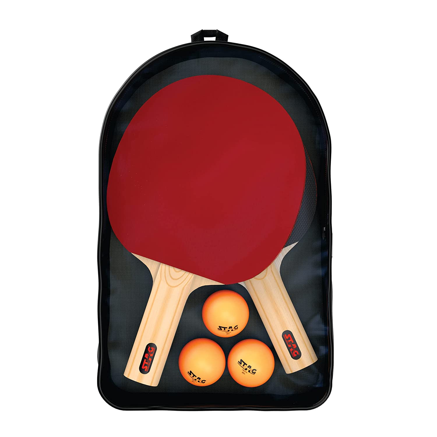 STAG 2 Star Table Tennis Playset, 2 Racquets & 3 Balls (Orange)