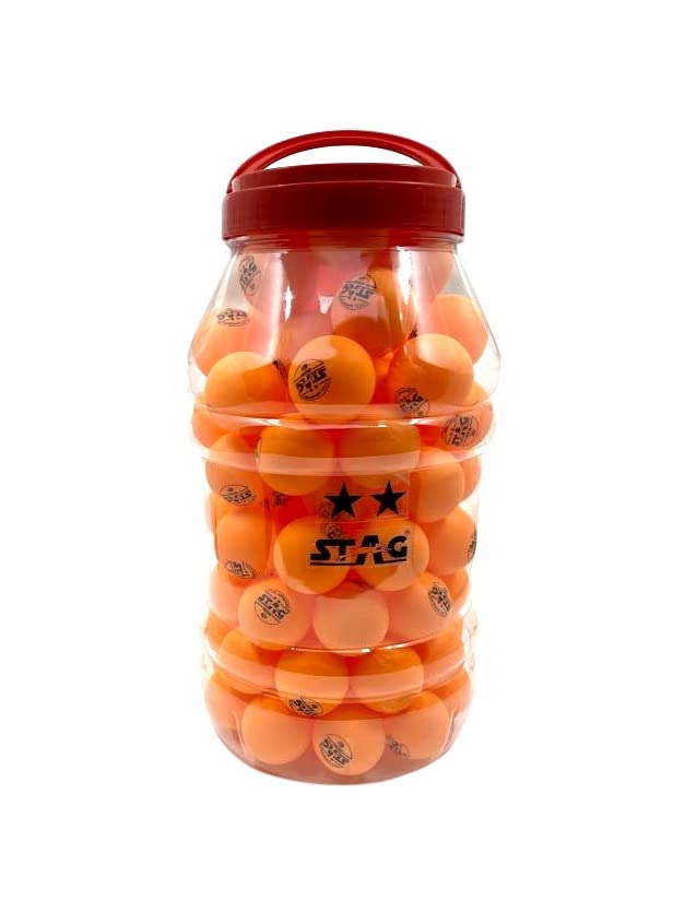 Stag Clip Advance Table Tennis Post + Stag 2 Star Orange Table Tennis Balls Pack of 96 + Stag 2 Star Table Tennis Playset (2 Racquets & 3 Balls) (Orange)