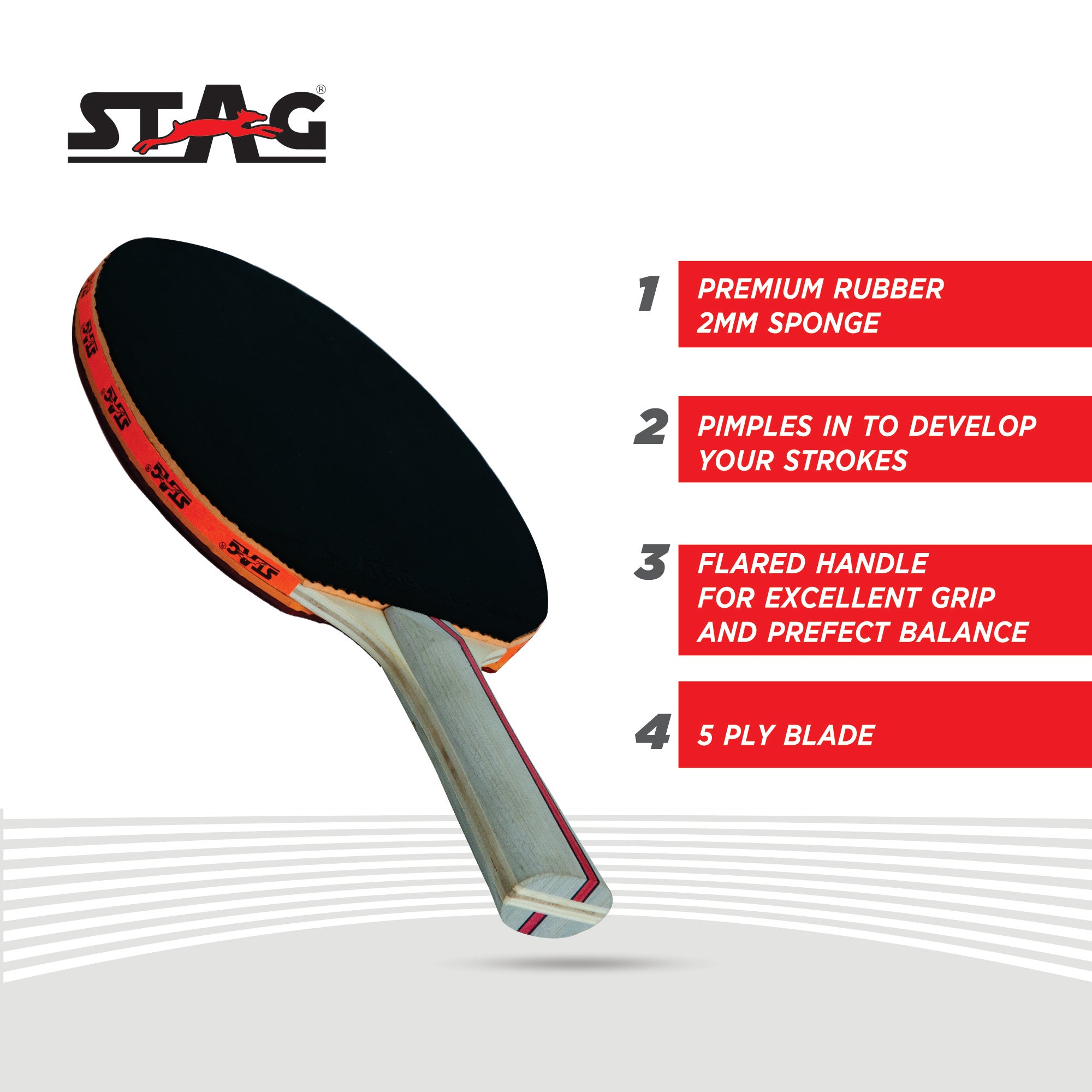 STAG Ninja power Advanced Series Table Tennis (T.T) Racquet| Pro Performance Training T.T Racquet With Deluxe Case