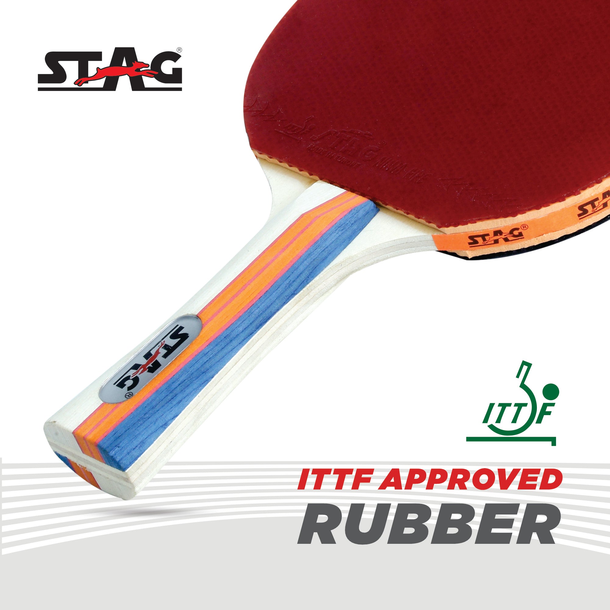 STAG Unisex Advanced ITTF Approved Rubber Ninja Fire Table Tennis Racquet