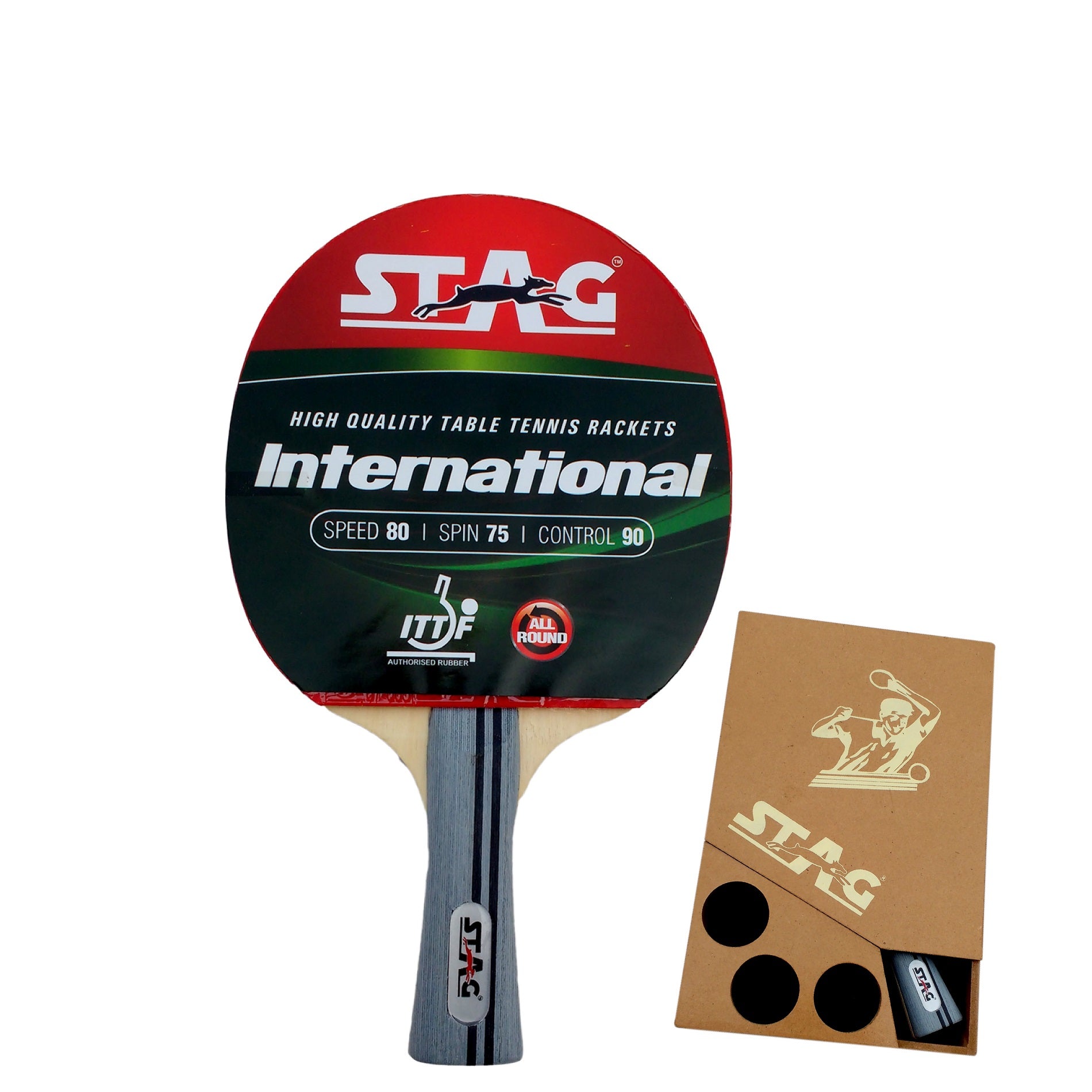 International Table Tennis Racquet with wooden case
