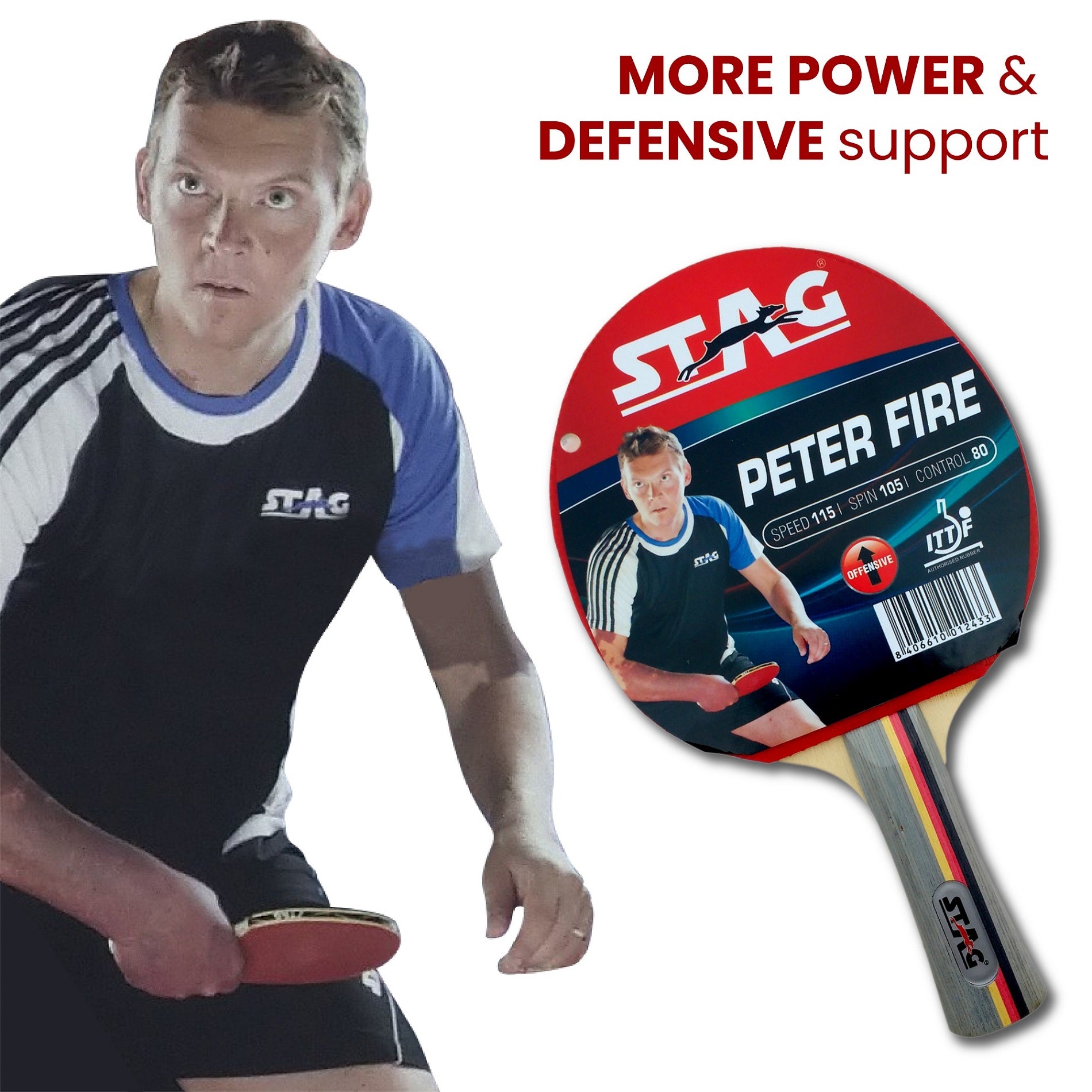 Stag Peter Fire Table Tennis Racquet with wooden box